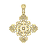 Modern Celtic Knotwork Cross Solid Gold Pendant GPD984