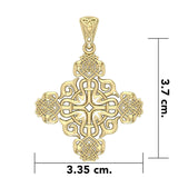 Modern Celtic Knotwork Cross Solid Gold Pendant GPD984