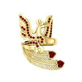 Mythical Phoenix Arise 14 K Solid Gold Ring with Gemstone GRI1741