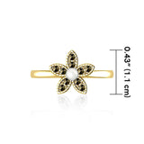 Flower with Synthetic Pearl and Marcasite 14 K Solid Gold Ring GRI1867 - Jewelry