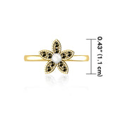 Flower with Synthetic Pearl and Marcasite 14 K Solid Gold Ring GRI1867