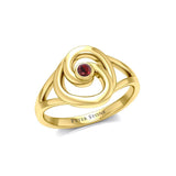 Organic Droplet 14 K Solid Gold Contemporary Ring with Gemstone GRI1906