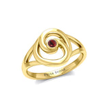 Organic Droplet 14 K Solid Gold Contemporary Ring with Gemstone GRI1906