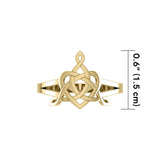 Celtic Father-Mother-Child "Family A Born For Eternity" Triquetra or Trinity Heart 14 K Solid Gold Ring GRI2261 - Jewelry
