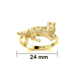 Celtic Wolf 14K Solid Gold Ring GRI2276