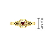 Celtic Knotwork Heart Solid Gold Ring With Heart Gemstone GRI2310