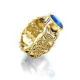 Viking Borre Knot Solid Gold Ring with Gemstone GRI572 - Jewelry