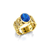 Viking Borre Knot Solid Gold Ring with Gemstone GRI572 - Jewelry