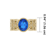 Viking Borre Knot Solid Gold Ring with Gemstone GRI572 - Jewelry