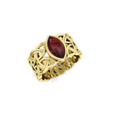 Viking Borre Knot Solid Gold Ring with Marquise Gemstone GRI574