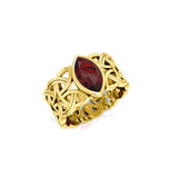 Viking Borre Knot Solid Gold Ring with Marquise Gemstone GRI574 - Jewelry
