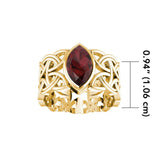 Viking Borre Knot Solid Gold Ring with Marquise Gemstone GRI574 - Jewelry