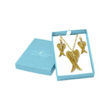 Wings of a Guardian Angel Solid Gold Pendant Chain and Earrings Box Set GSET009 - Jewelry