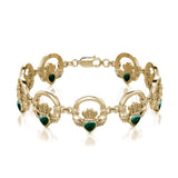 Solid Gold Irish Claddagh Bracelet with Stone Inlay GTBG738