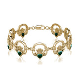 Solid Gold Irish Claddagh Bracelet with Stone Inlay GTBG738 - Jewelry