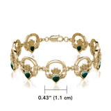 Solid Gold Irish Claddagh Bracelet with Stone Inlay GTBG738 - Jewelry