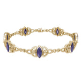 Solid Gold Celtic Trinity Knot with Gemstone Link Bracelet GTBG740 - Jewelry