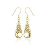 Celtic Triquetra and crescent moon Solid Gold Earrings GTE2565 - Jewelry