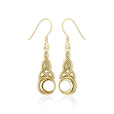 Celtic Triquetra and crescent moon Solid Gold Earrings GTE2565