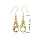 Celtic Triquetra and crescent moon Solid Gold Earrings GTE2565