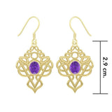 True Celtic pride ~ Sterling Solid Gold Jewelry Scottish Thistle Hook Earrings with a Sparkling Gemstone GTE593 - Jewelry
