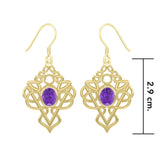 True Celtic pride ~ Sterling Solid Gold Jewelry Scottish Thistle Hook Earrings with a Sparkling Gemstone GTE593