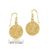 Celtic Spiral Triskele and Trinity Knot Solid Gold Earrings GTE651 - Jewelry
