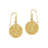 Celtic Spiral Triskele and Trinity Knot Solid Gold Earrings GTE651