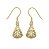 Celtic Knotwork Solid Gold Triquetra Filigree Earrings GTE683