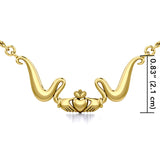 Modern Claddagh Solid Gold Necklace GTN057