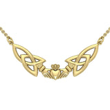 Trinity Knot Claddagh Solid Gold Necklace GTN093