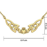 Trinity Knot Claddagh Solid Gold Necklace GTN093 - Jewelry