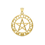 Phases of the Moon Pentacle Solid Gold Pendant GTP1038