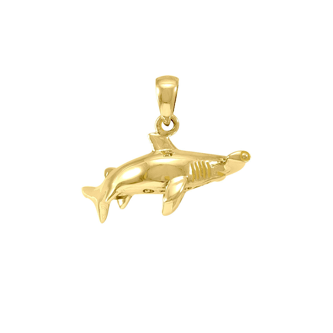 Take your energy to the wonderful sea ~ Sterling Solid Gold Jewelry Hammerhead Shark Pendant GTP1058