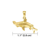 Take your energy to the wonderful sea ~ Sterling Solid Gold Jewelry Hammerhead Shark Pendant GTP1058