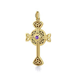 Spiritual and divine focus ~ Solid Gold Modern Celtic Cross Pendant GTP1370