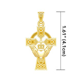 Celtic Cross and Irish Claddagh Solid Gold Pendant GTP1704 - Jewelry