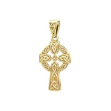 Celtic Knotwork Cross Solid Gold Pendant GTP192