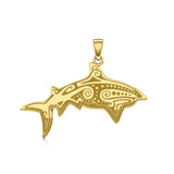 Dive into Ancient Wisdom: Aboriginal Shark Solid Gold Pendant - GTP2329 | Embrace the Strength and Spirit of the Shark - Jewelry