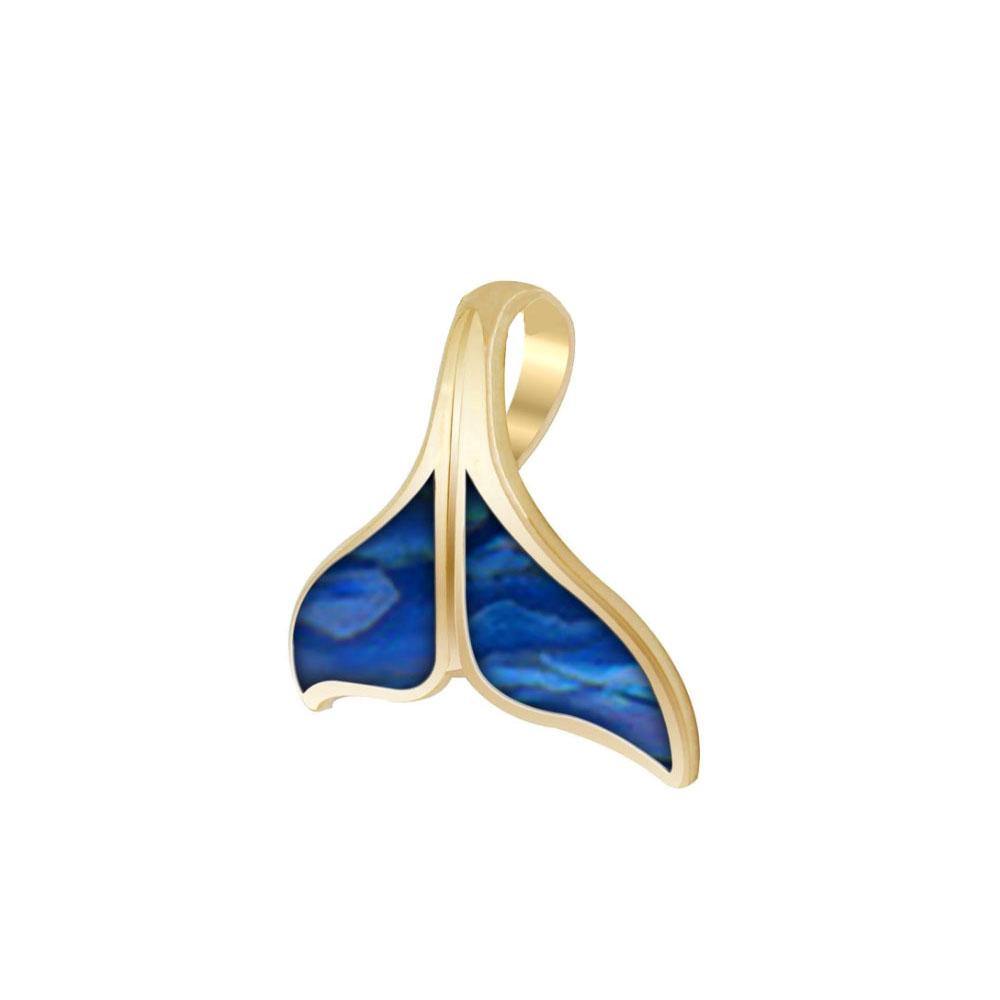 Inlaid Whale Tail Solid Gold Pendant GTP2333 - Jewelry