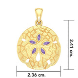 Sand Dollar 14K Solid Gold Pendant with Gemstone GTP2604 - Jewelry
