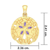 Sand Dollar 14K Solid Gold Pendant with Gemstone GTP2604