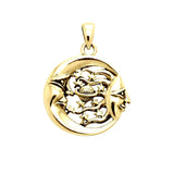 Moon Sun Stars And Planet 14K Yellow Gold Pendant GTP3137