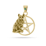 Colgante Pentáculo Dorado Gato GTP3230