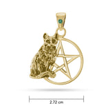 Colgante Pentáculo Dorado Gato GTP3230