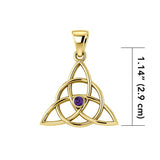 Triquetra Gold Pendant With Gemstone GTP3380