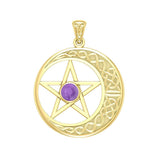 Celtic Crescent moon with Star Yellow Gold Pendant GTP474 by GTP474
