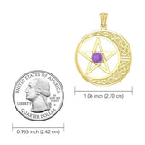 Celtic Crescent moon with Star Yellow Gold Pendant GTP474 by GTP474