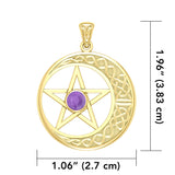 14K Yellow Gold Celtic Crescent moon with Star Pendant