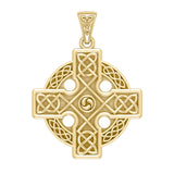 Celtic Cross Triskele Solid Gold Pendant GTP477